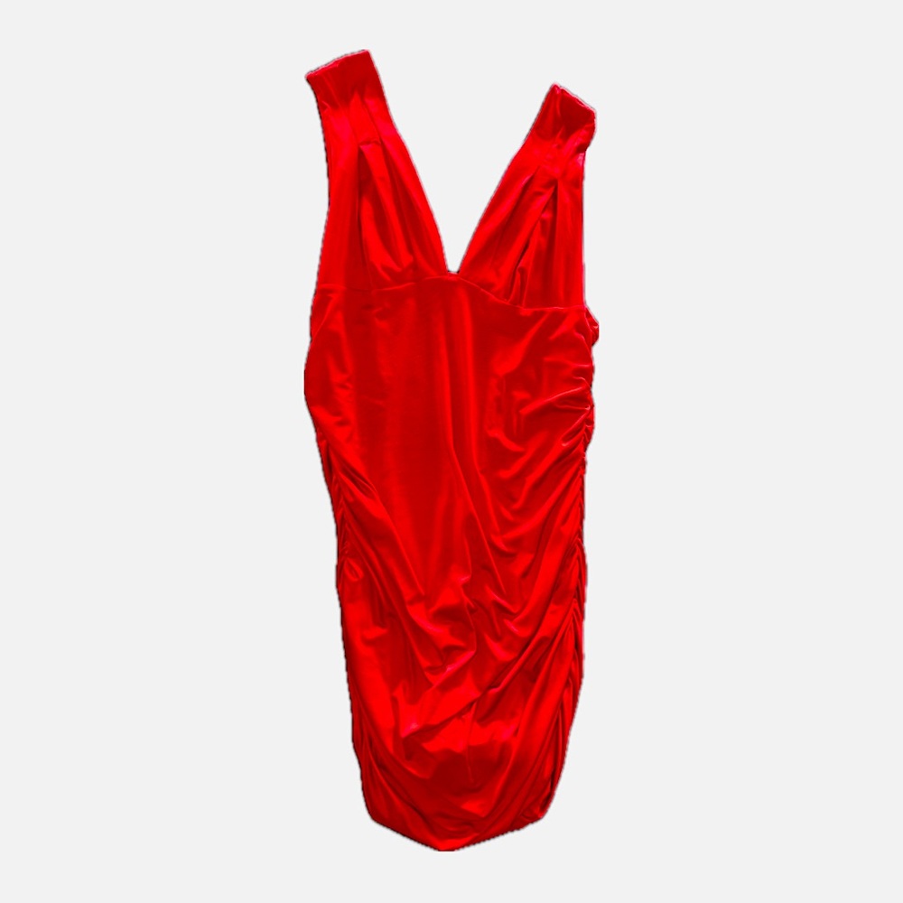 Vibrant Red Scrunched Bodycon Dress